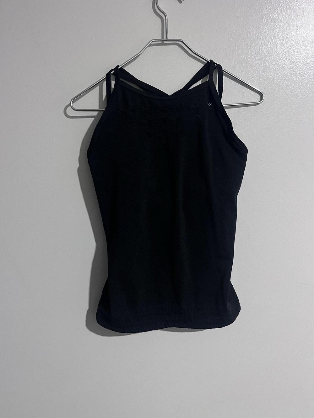 Athleta Camisole Womens M Black High Neck Padded Built-In Bra Strappy Tank Yoga